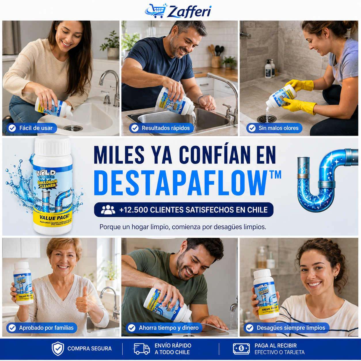DestapaFlow™ Limpiador Granulado de Desagües