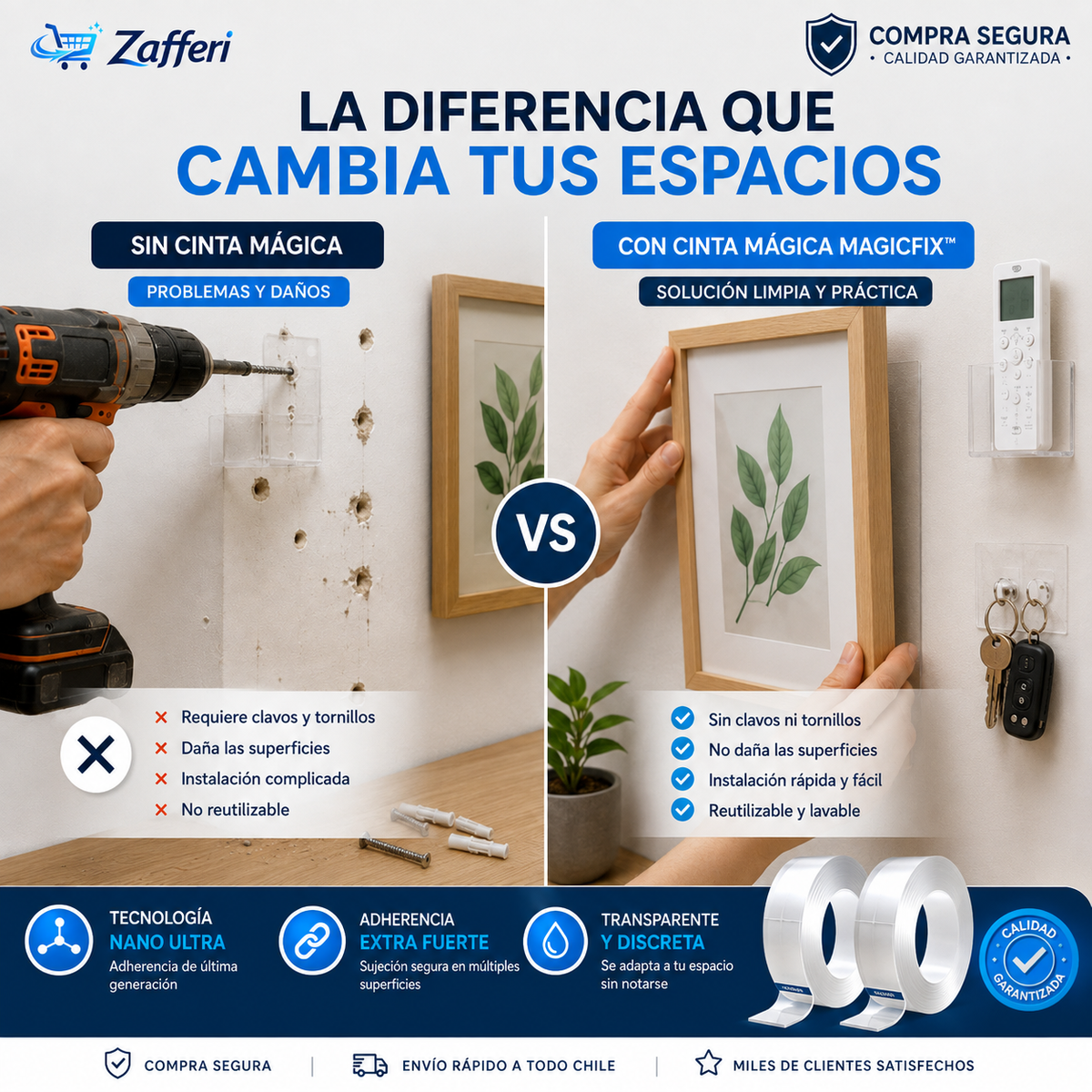 ✨ MagicFix™ - ¡La magia de fijar sin perforar!