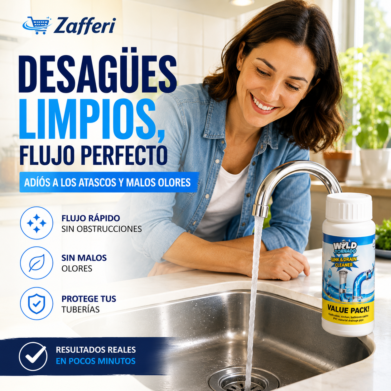 DestapaFlow™ Limpiador Granulado de Desagües