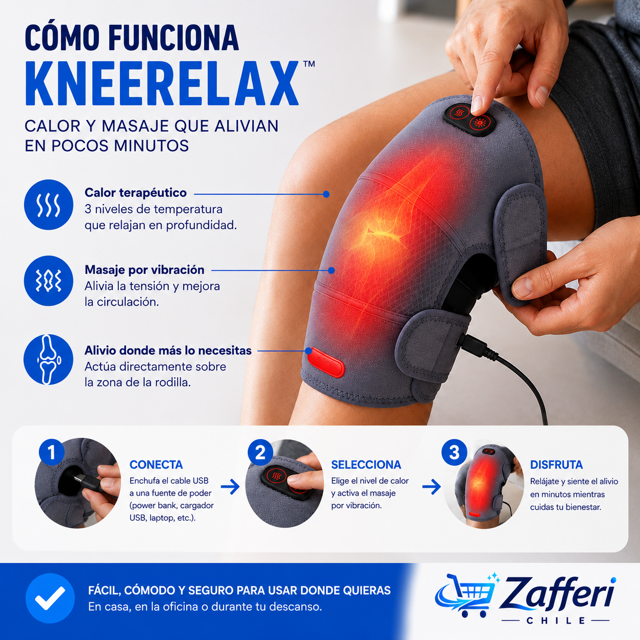 KneeRelax™ Rodillera Térmica con Masaje
